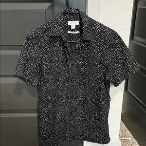 Calvin Klein Men’s Black White Polka Dot Button Up Shirt XS